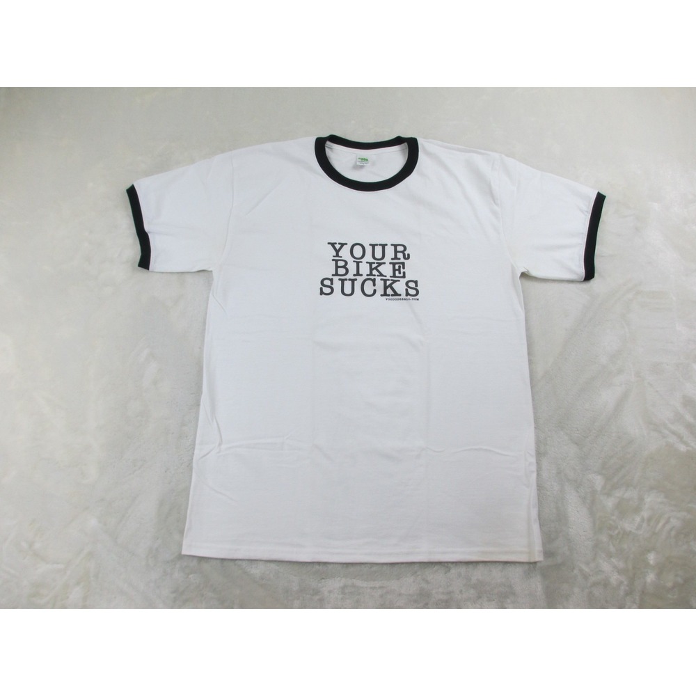 VINTAGE Cafe Press Shirt Mens Large White Your Bike Sucks Voodoo 8 Ball*